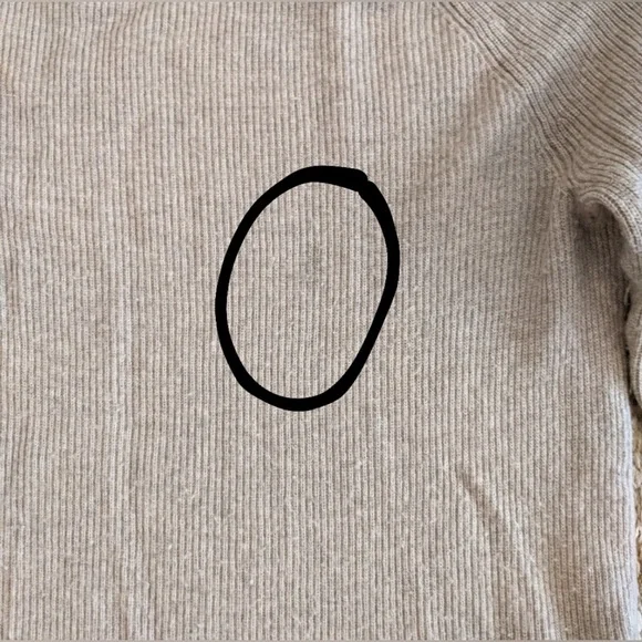 Banana Republic Greige Ruffle-Cuff Turtleneck Wool Cashmere Blend M - Picture 7 of 8